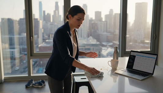 Urban professional cleaning modern apartment kitchen
