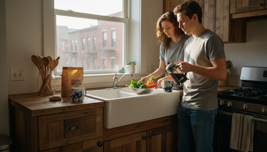Urban kitchen with eco-friendly features and natural light
